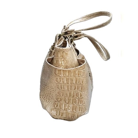 Vintage Jessica Simpson Beige Faux Crocodile Shoulder Bag 15"X10"X4" - Picture 3 of 10